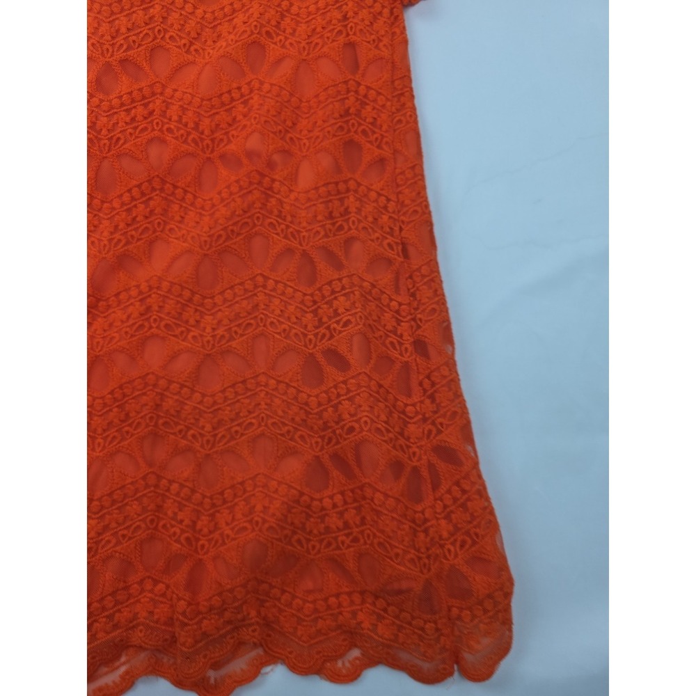 ZARA Bright Orange Crochet Lace Short Sleeve Sheath Dress Size XL - Picture 12 of 15